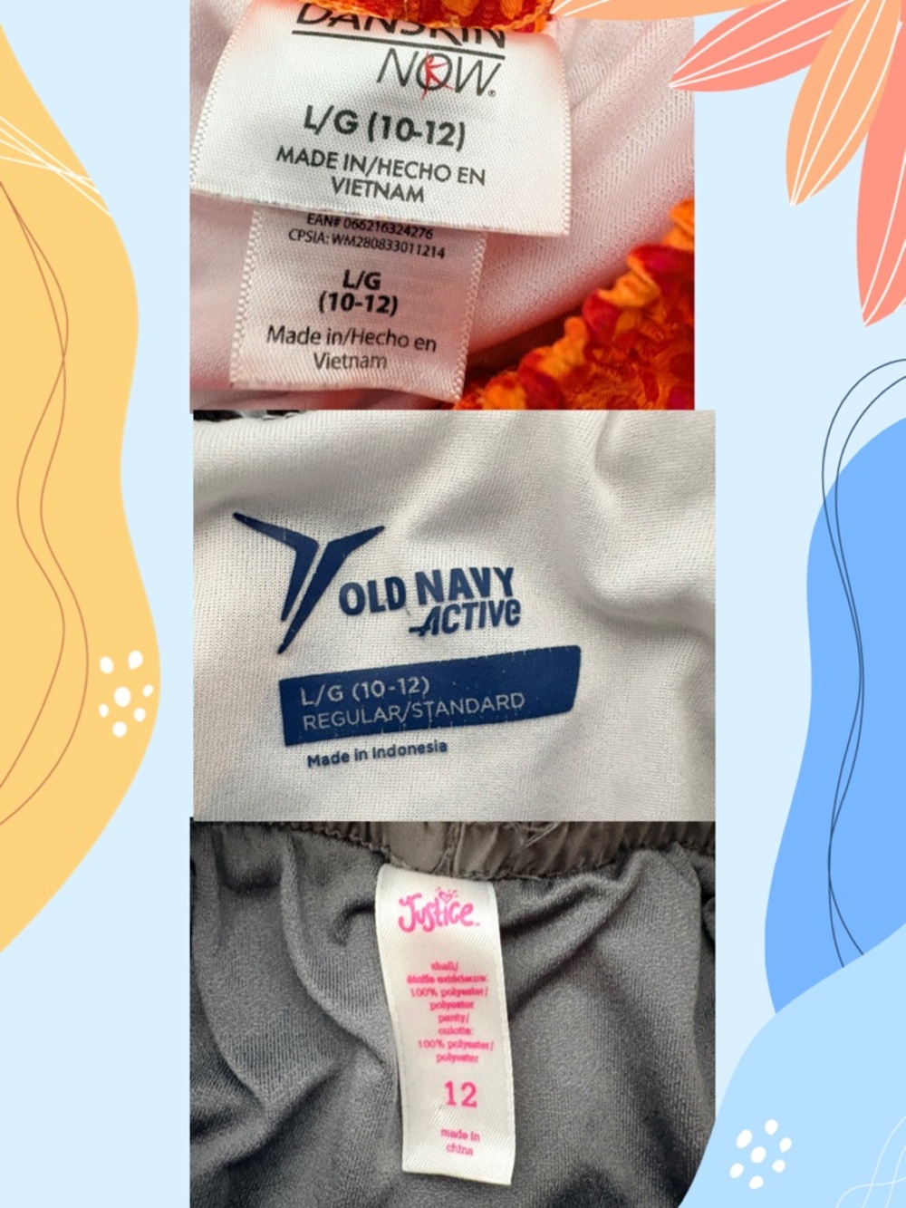 Girls Active Shorts Bundle Size L 10-12 Justice Old Navy Danskin Lot - Picture 3 of 3